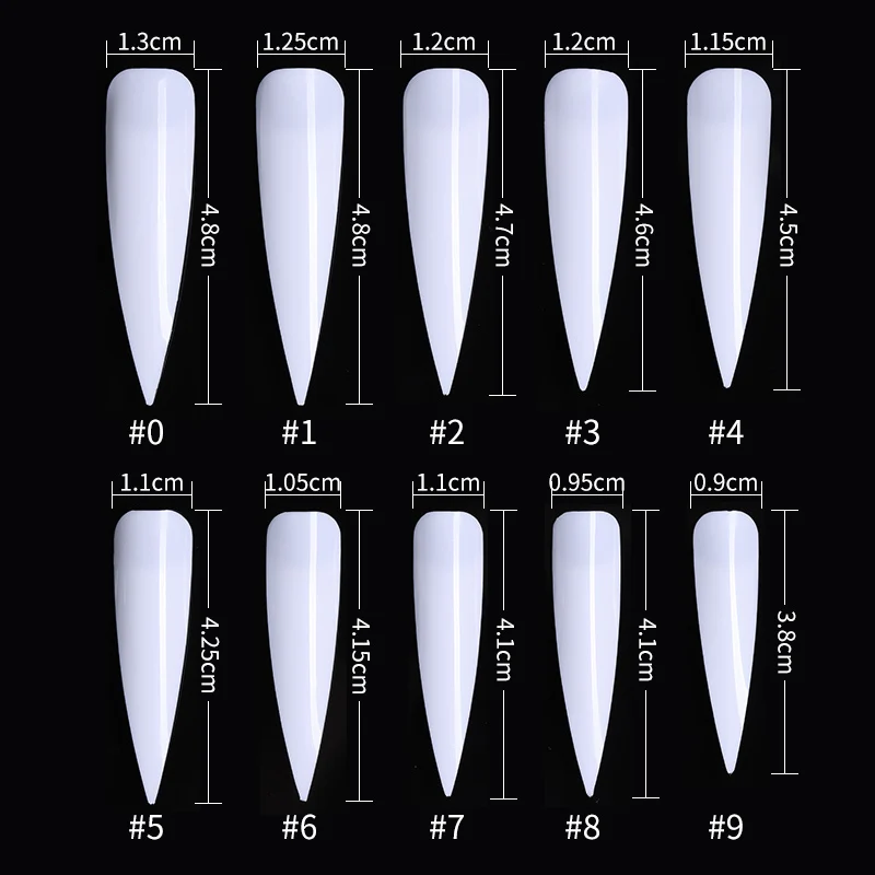 50 шт./компл. прозрачные белые ногти накладные ногти советы натуральный прозрачный острый длинный Французский Типсы для дизайна ногтей 10 размеров ABS искусственный