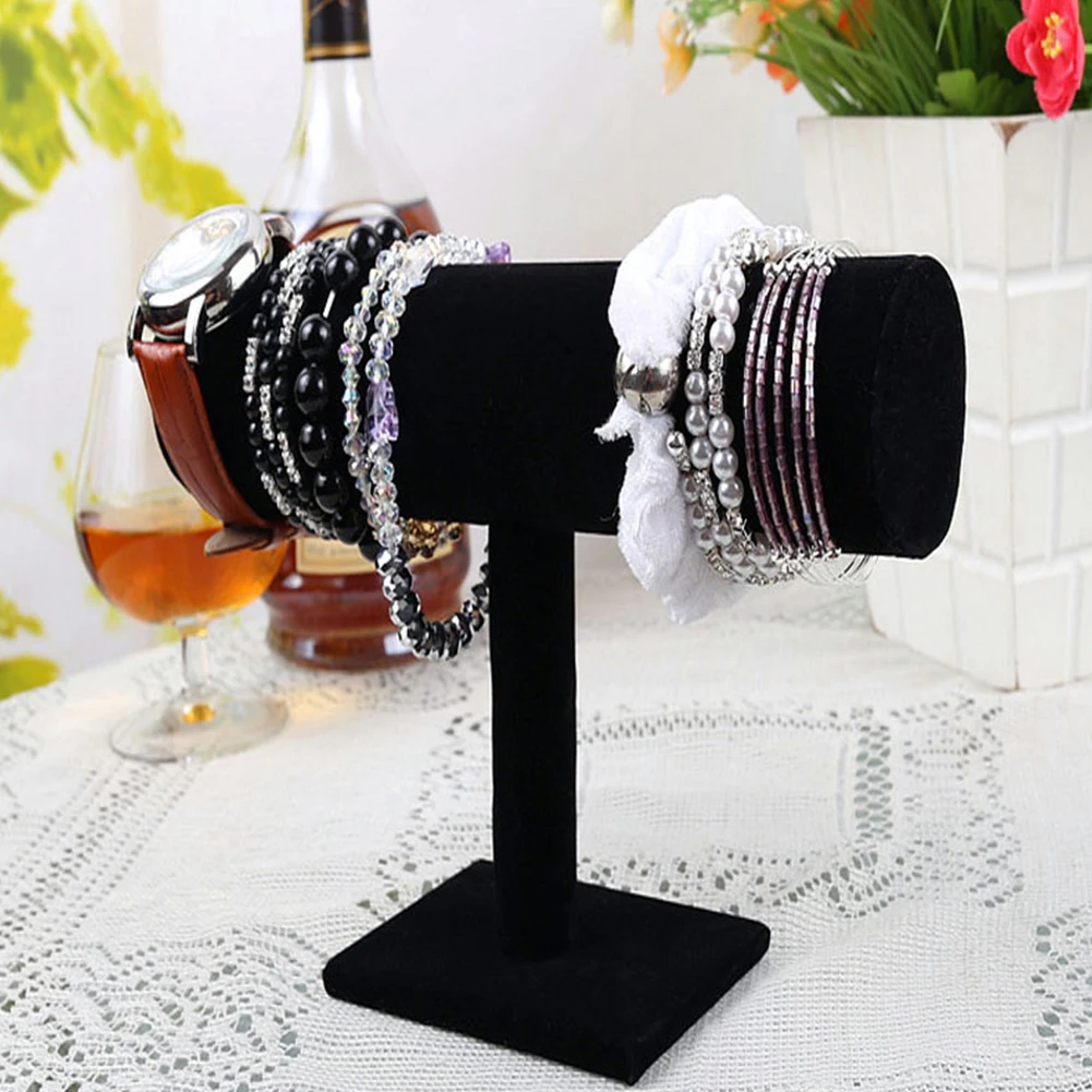 Velvet T-Bar Display Stand Holder Organizer Bracelet Jewelry Watch Headband Rack | Украшения и аксессуары