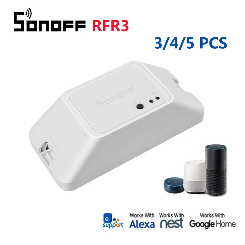 

Itead 3/4/5pcs SONOFF RFR3 smart home switch Timer WIFI/RF/eWeLink remote control work with Amazon Alexa Google Home