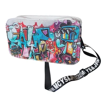 

Ladies Messenger Bag Women Fashion Leather Shoulder Bag Personalized Graffiti Zipper Small Square Bag 2020 New Женская Сумка #sr