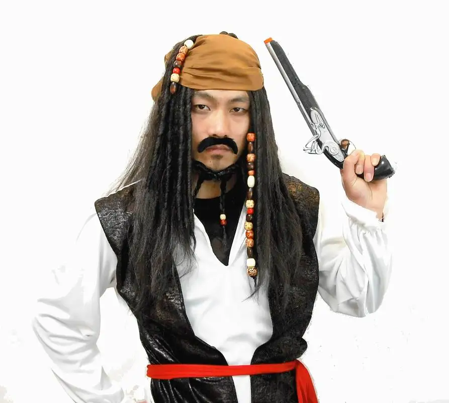 

Party Cosplay Captain Hooker's Wig Caribbean Jack Pirates Wig Cap Thick