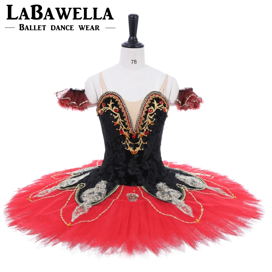 Competiton Tutus Kids Pancake Tutus for Performance Professional Ballet Tutu Black  Red Adult Costume Tutus Women BT9091A