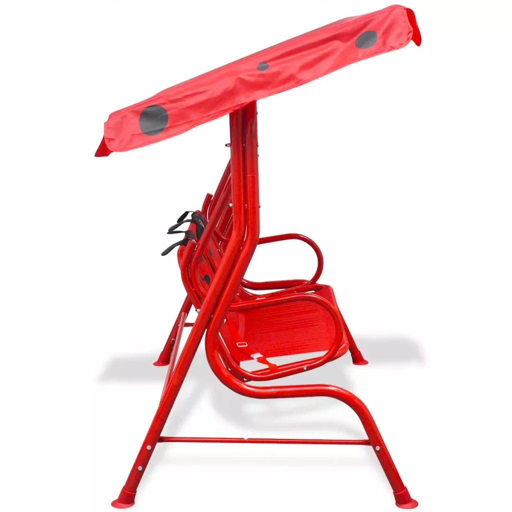 VidaXL Kids Swing Seat With A Sunshade Canopy Easy Assembly Red 115 X 75 X 110 Cm Perfect For Children Outdoor Furniture VidaXL Kids Swing Seat With A Sunshade Canopy Easy Assembly Red 115 X 75 X 110 Cm Perfect For Children Outdoor Furniture