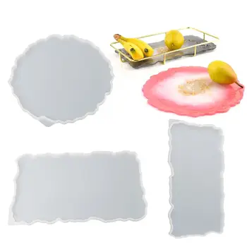 

3Pcs Big Rectangle Round Plate Resin Mold Oversized Fruit Disc Tray Resin Mold WXTB