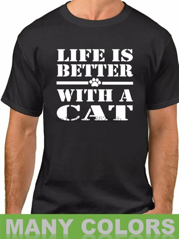 Рубашка с надписью Life Is Better With A Cat | Мужская одежда