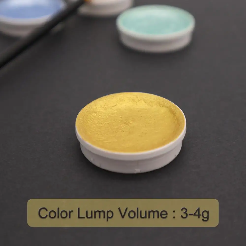 Billig 12 farbe Metallic Aquarell Set Gold Pigment Farbe Mit Waterbrush für Künstler Malerei Glitter Wasser Farbe Kunst Liefert