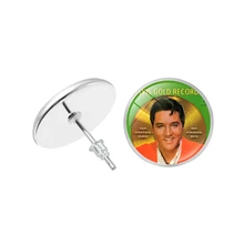 Модные серьги Элвиса Пресли, ручная работа, стеклянный купол, рок-музыка, певица, серьги-гвоздики, нержавеющая сталь, Aretes, ювелирные изделия, подарки для фанатов