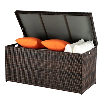 

YJ-1pc 500L Simple And Practical Outdoor Deck Box Storage Box Brown Gradient US warehouse Available