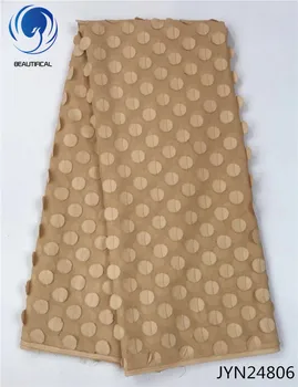 

Beautifical Gold african lace fabrics 3d lace fabric New arrival nigerian net lace fabric for women dress 5yards/lot JYN248