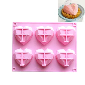 

New 3D DIY Diamond Heart Shape Silicone Mold for Baking Cake Chocolate Fondant Soap Candle Molds for Pastry Pudding Jelly