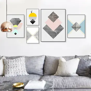 

Nordic Abstract Geometric Poster Prints Canvas Painting Wall Art Decor Pictures For Posters Aesthetic Room Decorative