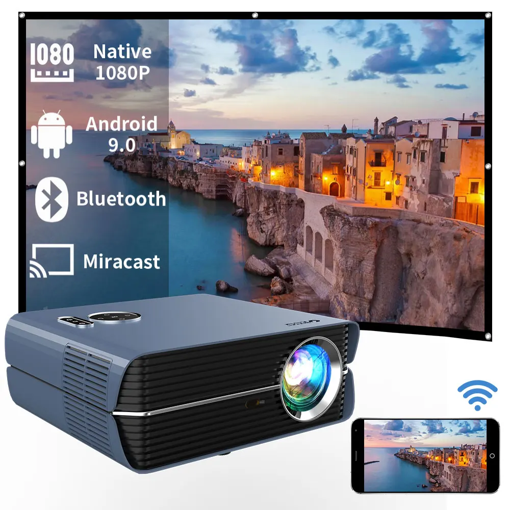 Домашний проектор 6000 люмен Беспроводной светодиодный видеопроектор Airplay 1080 dab