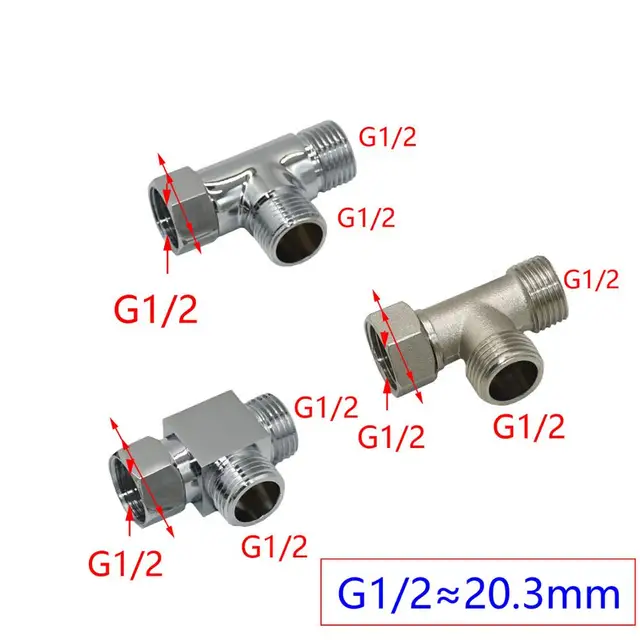 Sárgaréz T-Típusú Nő 1/2-1/2 Hüvelykes Mal 2-Utas Víz-Elosztó Póló 1/2 "Szálcsatlakozó Tee Vízvezeték-Szerelvények 1Db - Image 2