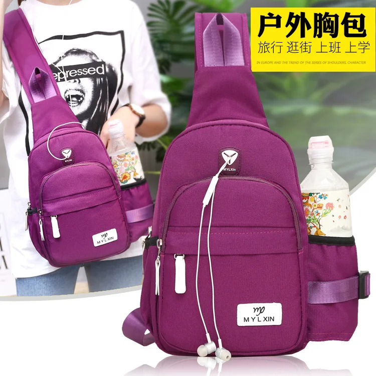 

New Style Chest Bag Canvas Backpack Outdoor Sports Shoulder Rides Luggage Waterproof Travel MEN'S AND WOMEN'S Handbags Korean-st
