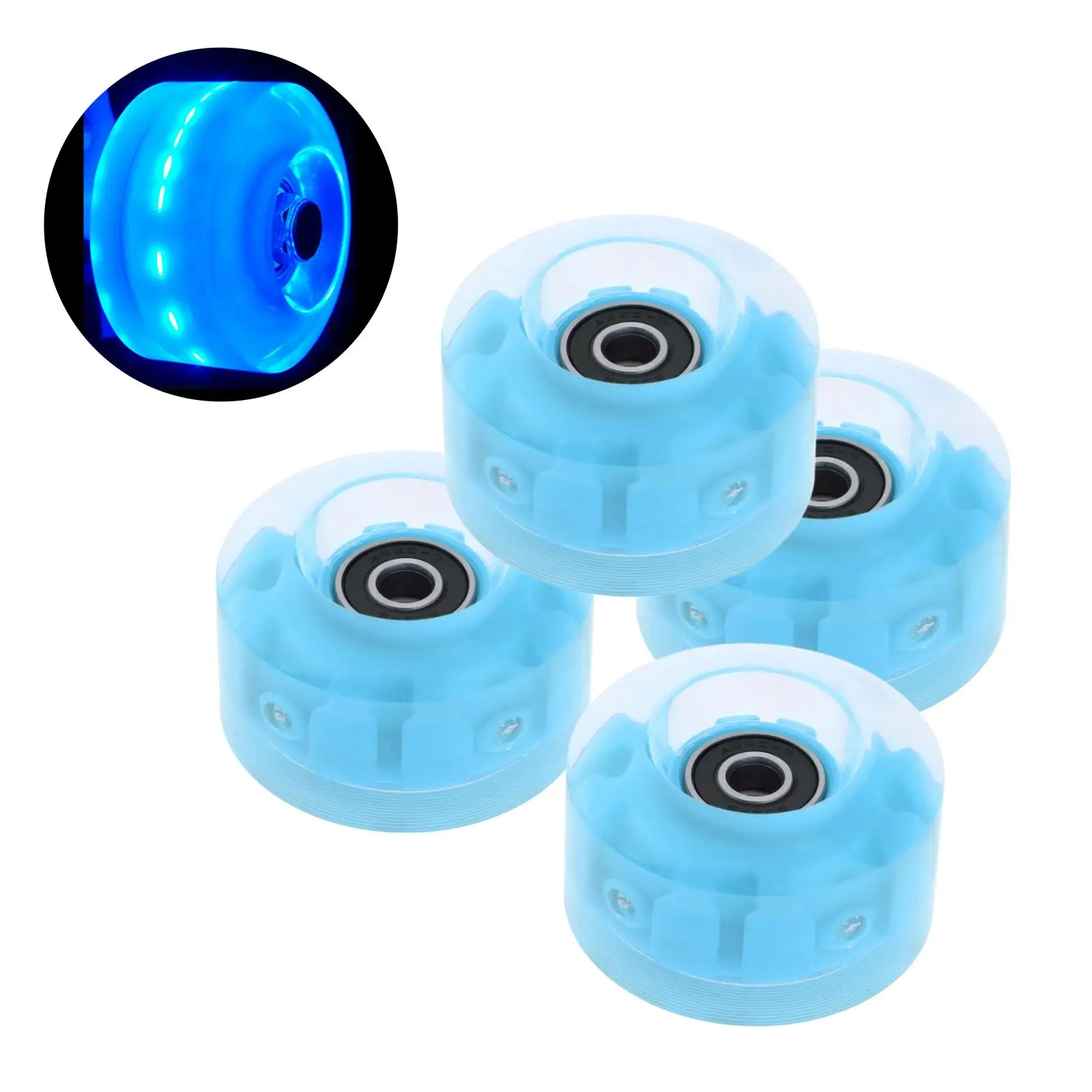 Set of 4, Luminous Light Up Quad Roller Skate Wheels with Bearings Installed -  Quad Roller Skate Wheels 32x58mm