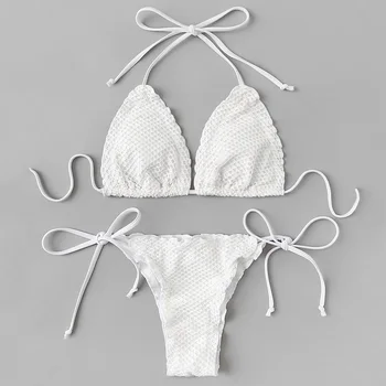 

Bikinis 2019 Mujer Sexy Bikini Set String Swimsuit Solid Swimwear Stroje K Pielowe Damskie Bathing Suit Maillot De Bain Femme