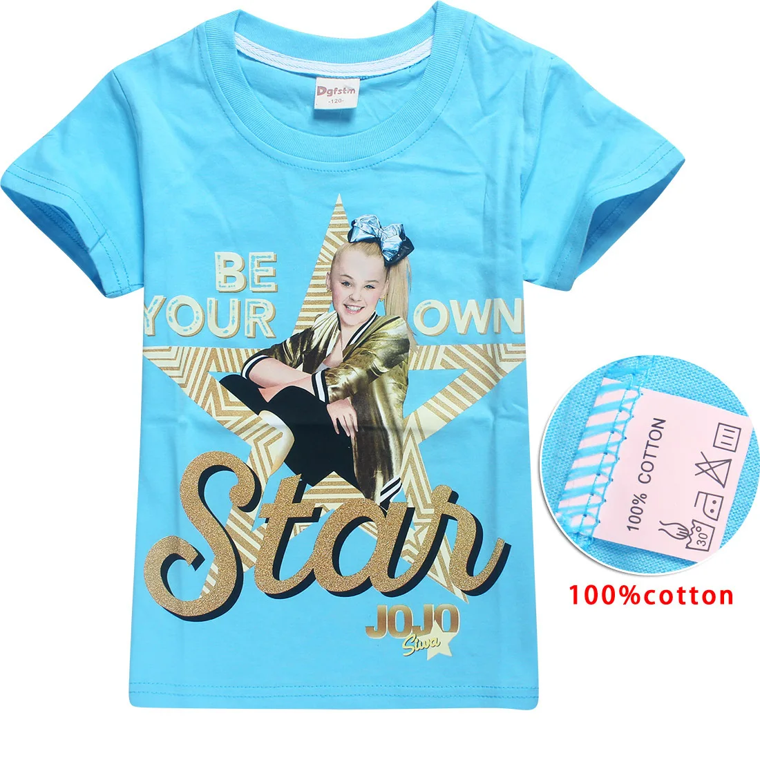 light blue Лидер продаж года, футболка JOJO Siwa Детская летняя одежда для девочек футболка с короткими рукавами хлопковая Футболка Топ футболки От 6 до 14 лет - Цвет: light blue