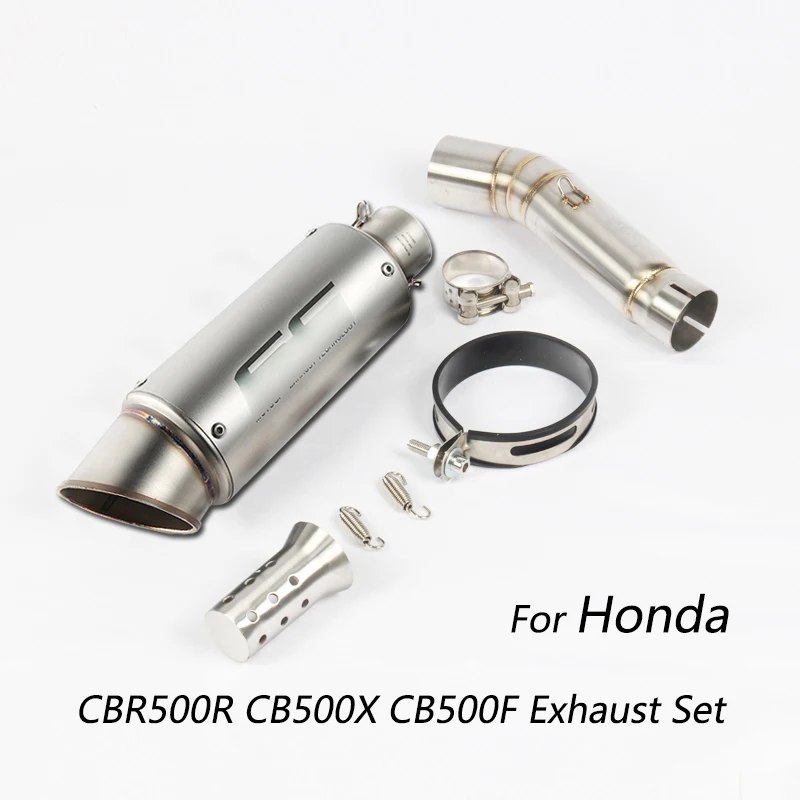 

Exhaust Set for Honda CBR500R CB500X CB500F Motorcycle Mid Slip On 51 mm Exhaust Muffler Pipe with Removable Db Killer Escape