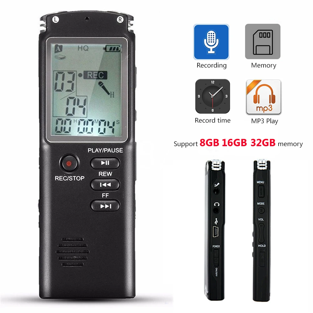 

Enregistreur Vocal Stylo USB Intégré Microphone Lecteur Mp3 Dictaphone 8GB 16GB 32GB Numérique Voice Recorder WAV 97*33*11 Mm