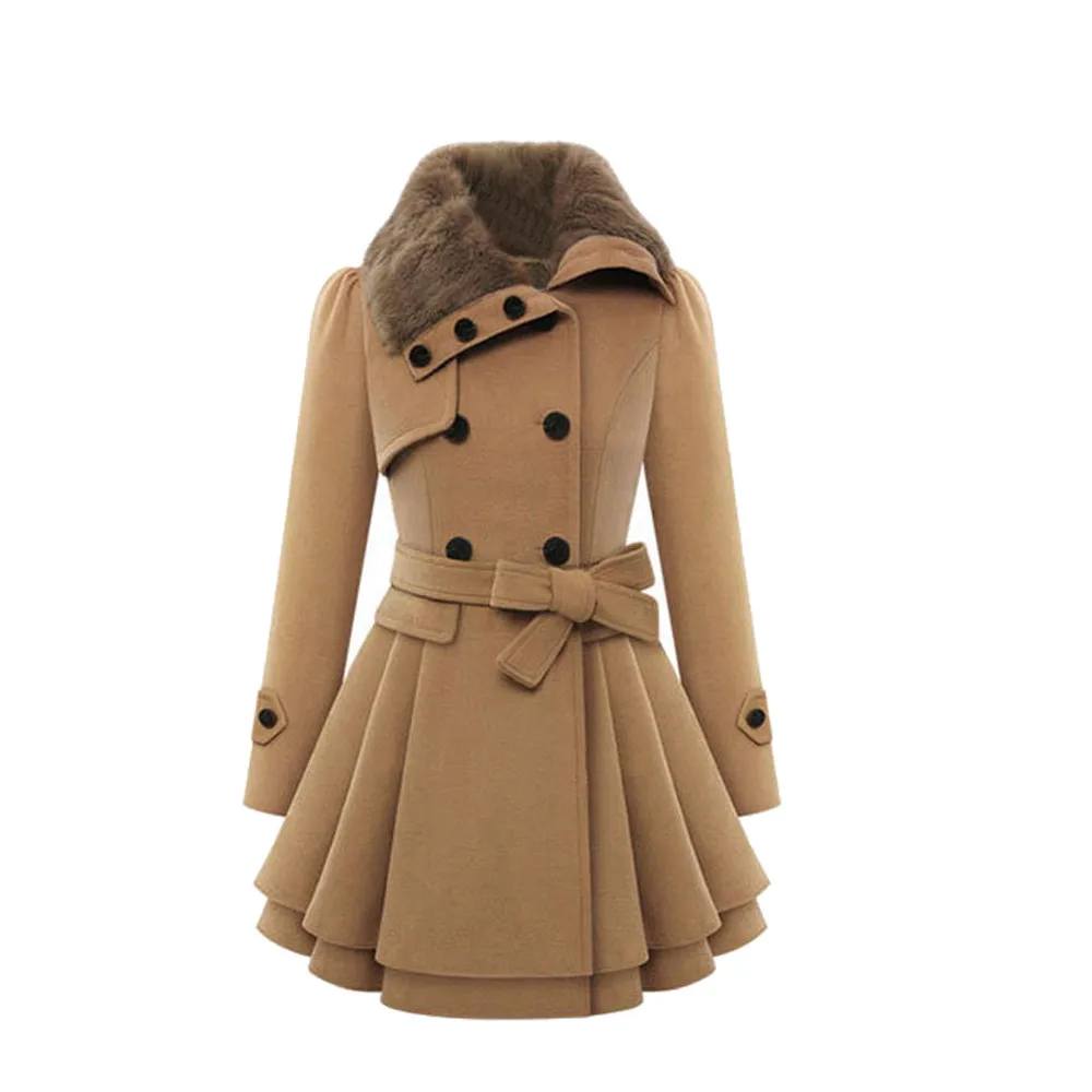

JAYCOSIN Vinatge woemn Thick warm coat Women Windbreaker Outwear Button Closure Asymmetrical Hem Cloak Coat female Wool jacket