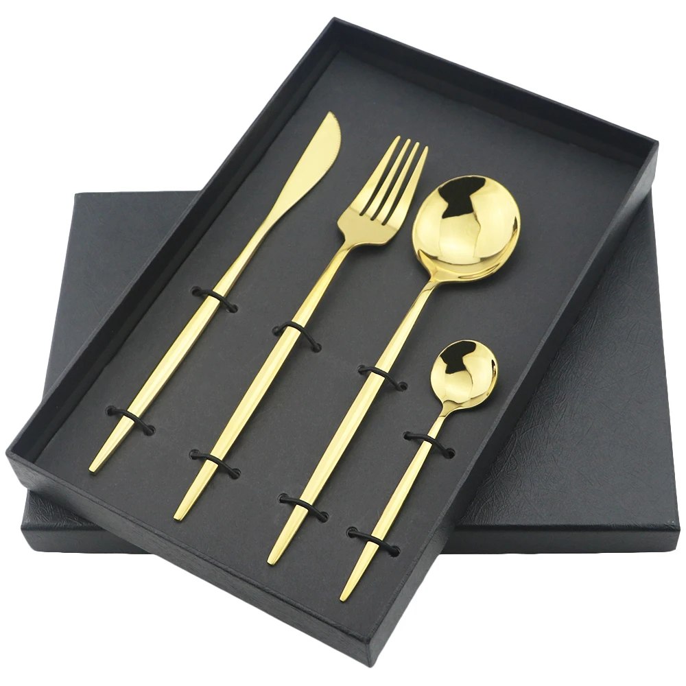 1/4pcs Cutlery Set Blue Dinnerware Set 18/10 Stainless Steel Dinner Fork Knife Spoon Luxury Tableware Kitchen Silverware cutlery set western style cutlery set picnic cutlery set stainless steel cutlery set