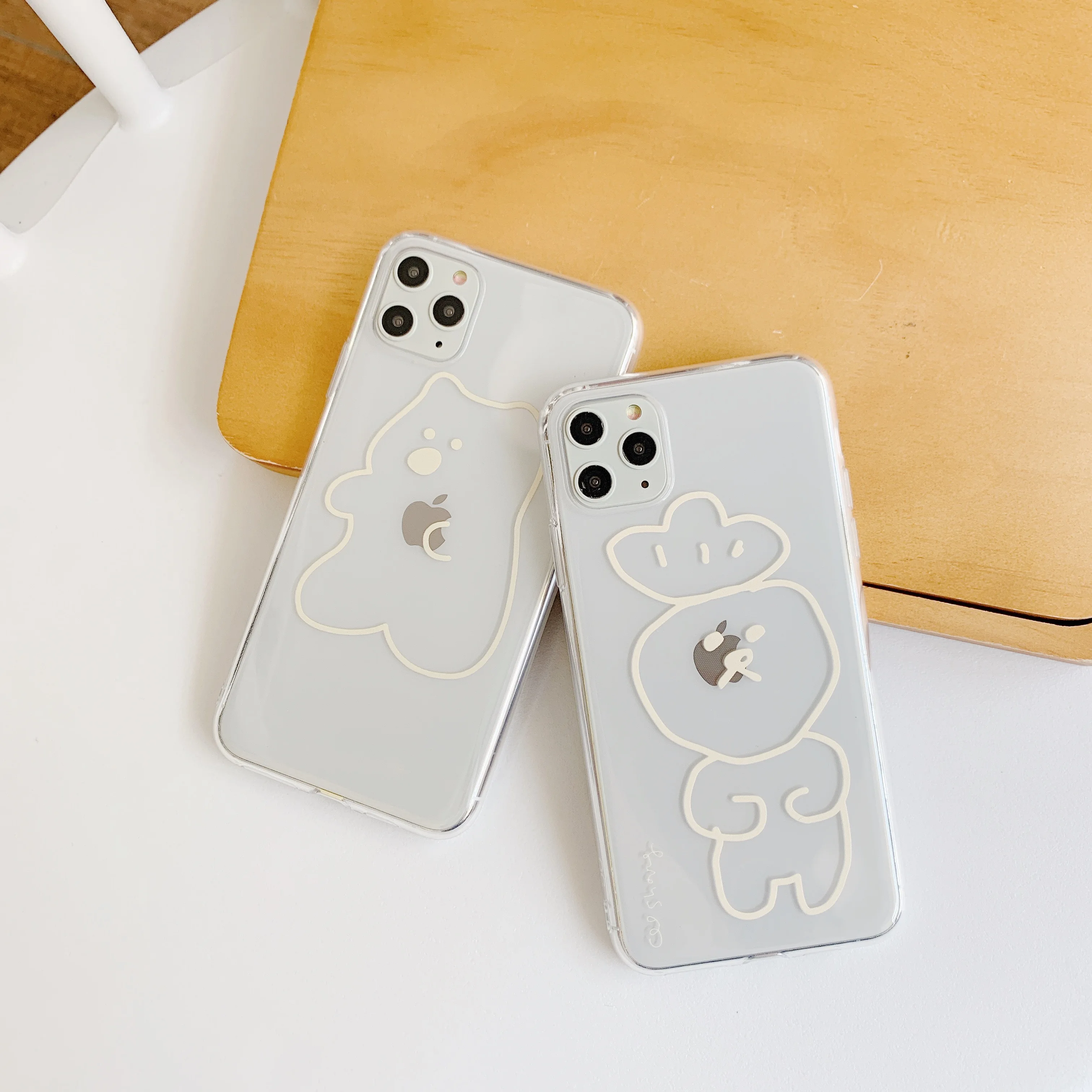 Прозрачный чехол для телефона с милым медведем из ТПУ iphone 11 Pro Max XS XR X 6S 6 7 8 Plus