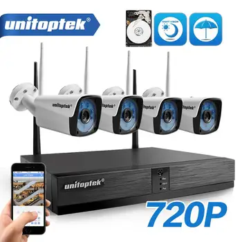

HD 720P 1.0MP Wireless NVR System 4CH WIFI Camera Kit Outdoor Waterproof IP66 IR 20M Plug and Play CCTV Camera System P2P XMEye