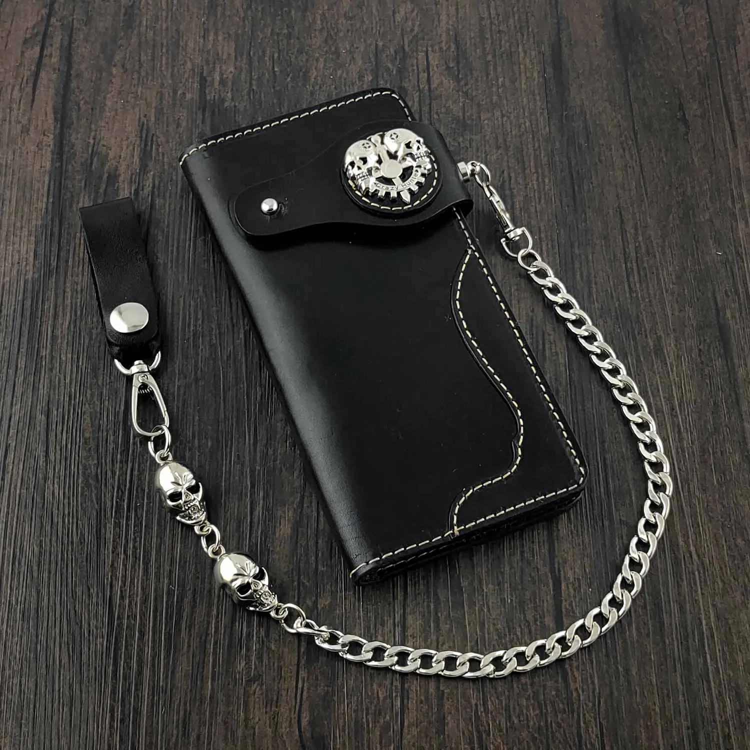 Мужской кожаный кошелек ручной работы Xtom2013 с цепочкой в виде черепа | Багаж и