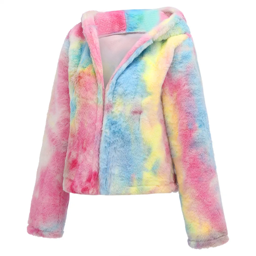 Женское пальто Manteau femme модная женская разноцветная куртка из искусственной шерсти с капюшоном и длинными рукавами Abrigo de mujer% 17