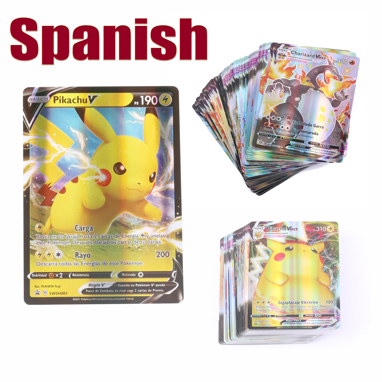 55-100 Pcs Spanish Version Pokemon Card Featuring 100 Vmax 100 Gx 100 Tag  Team 20 Mega 20 Ex Spain Spanish Pokemon Card V - Game Collection Cards -  AliExpress