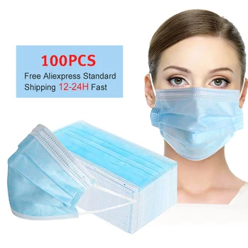 

100pcs Mouth Mask 3-layer Mask Anti-Pollution mascarillas Face Masks Non Woven Disposable Mask Anti-Dust Meltblown Cloth Masks
