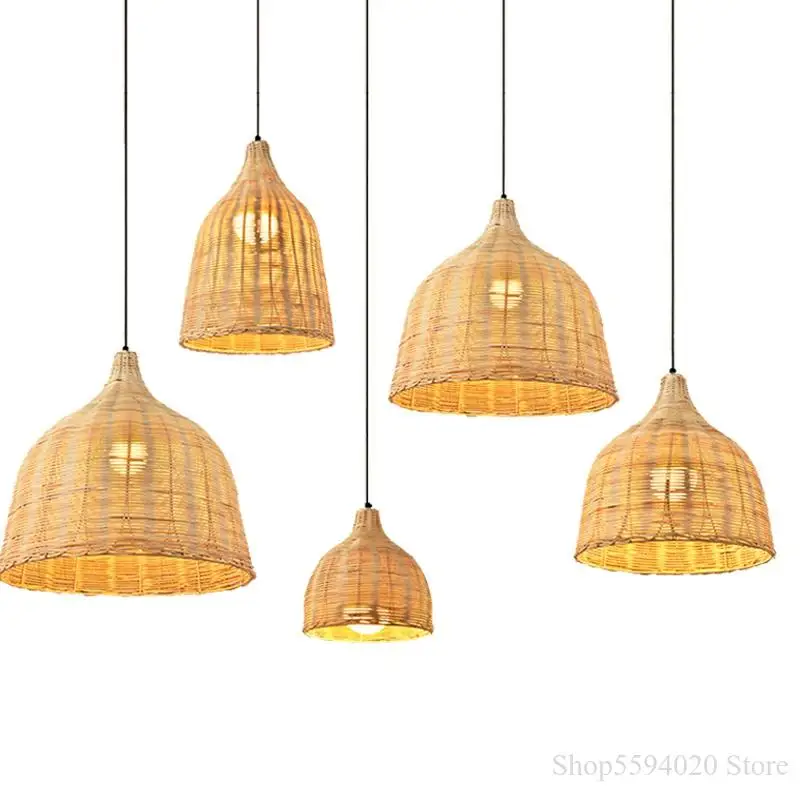 Бамбуковые лофт светодиодные подвесные светильники японский ротанговый
