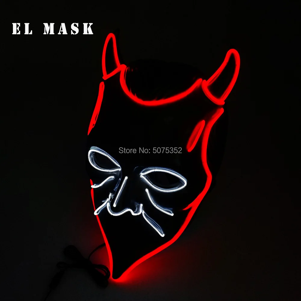 Высококачественная светящаяся маска японского аниме для косплея, Танцевальная Маска DJ EL Wire, светящаяся в темноте, светящаяся маска для комиксов, неоновый светодиодный Декор