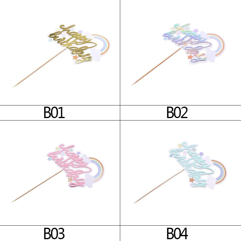 1/3/5 шт цвета: золотистый, серебристый синего и розового цвета с изображением милой радуги и Топпер для торта «С Днем Рождения» для детей День рождения украшения Украшение торта