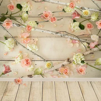 

Photography Backdrop romantic flower brick wooden wedding newborn baby photography background for photography studio