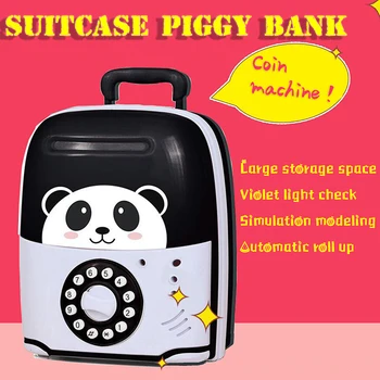 

Children's Cartoon Trolley Case Piggy Bank Large Atm Automatic Roll Money Music Piggy Bank Creative New Exotic Gifts