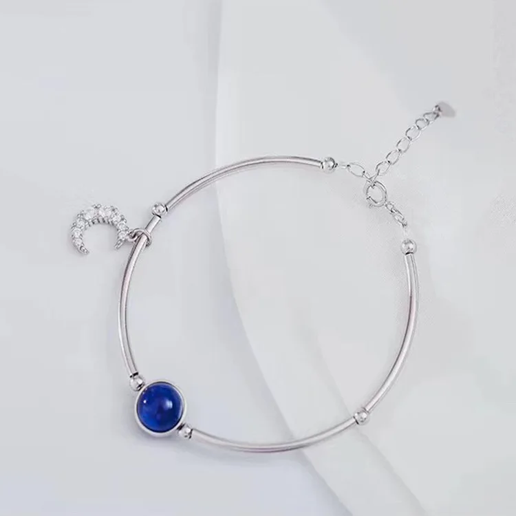 

S925 Sterling Silver Blue Planet New Simple Bracelet Jewelry
