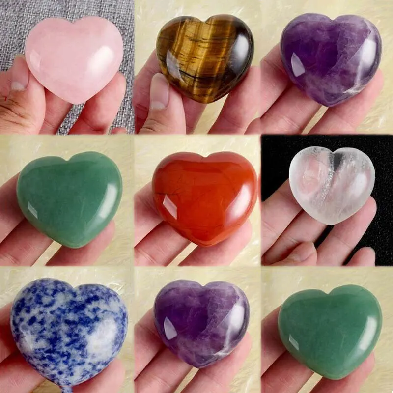 

1Pc Natural Heart Shaped Chakra Stones Tiger Eye Crystal Palm Stone Love Healing Gems for Jewelry Making Women Accessories