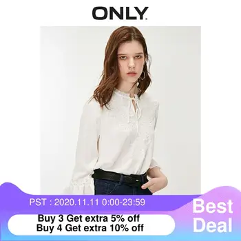 

ONLY Women's Loose Fit Lace Splice Long-sleeved Chiffon Shirt | 119158507