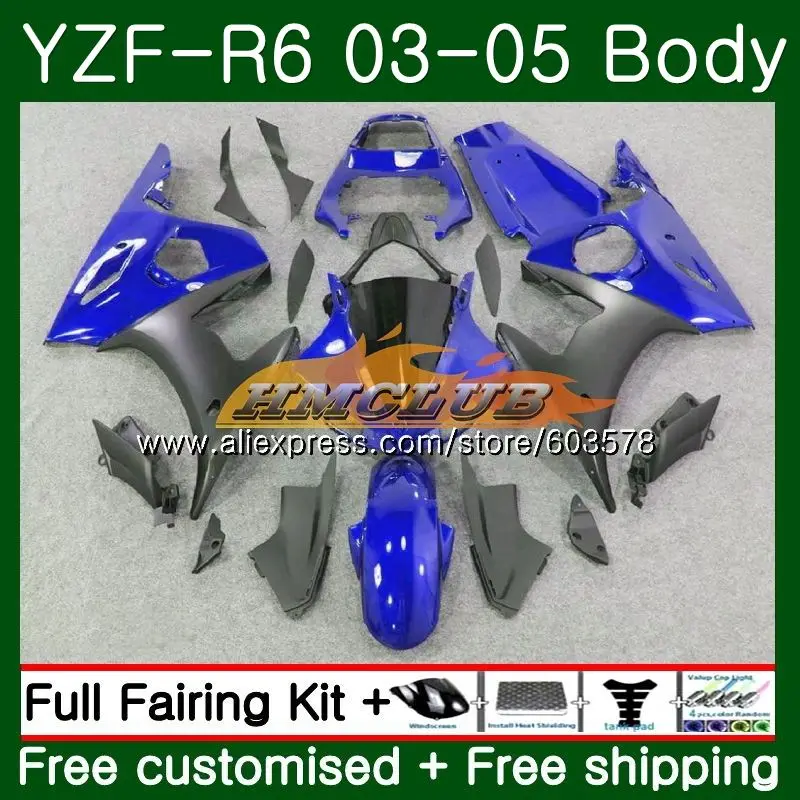 Корпус для YAMAHA YZF600 YZF R6 YZF-R6 2003 2004 2005 Кузов 54CL образования легкой пены. 3 YZF 600 R 6 YZF-600 YZFR6 03 04 05 Обтекатели Приятный синий