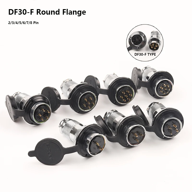 

1Set DF30 GX30 Aviation Connector Female Socket & Male Plug 2 3 4 5 7 8 pin Round Flange Connector for Electric Power Industrial