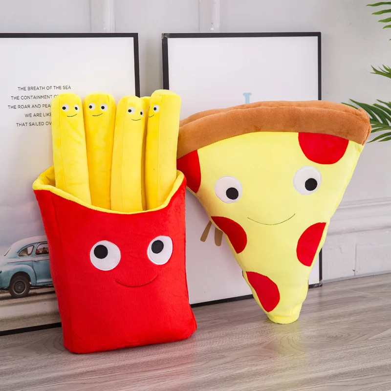 Almohada de patatas fritas de 30/50cm para niños, juguete de peluche suave de comida, Pizza, regalo de Navidad para niños, muñeco de decoración Kawaii, regalo de San Valentín