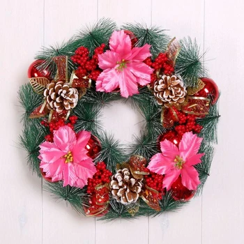 

New Year's wreath d-30 cm "Red berries and pink flowers" 2372219