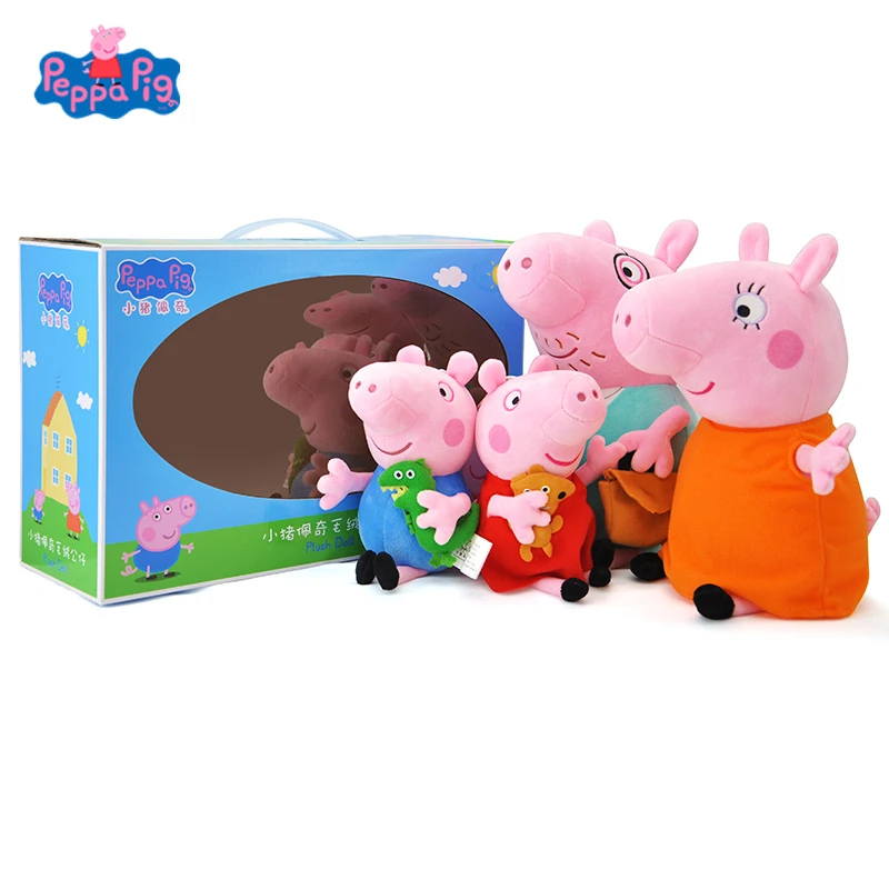 Tanie Oryginalna świnka Peppa rodzina 4 zestaw Cartoon wypchane pluszowe zabawki lalki George Friend Family Party urodziny dzieci świąteczny prezent