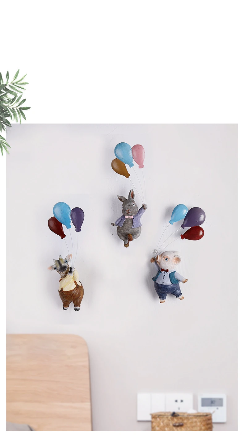 VILEAD 24 см Смола воздушный шар в форме животного фигурки скандинавский, пасторальный настенный мультфильм Животные орнамент летающие воздушные шары украшения гостиной