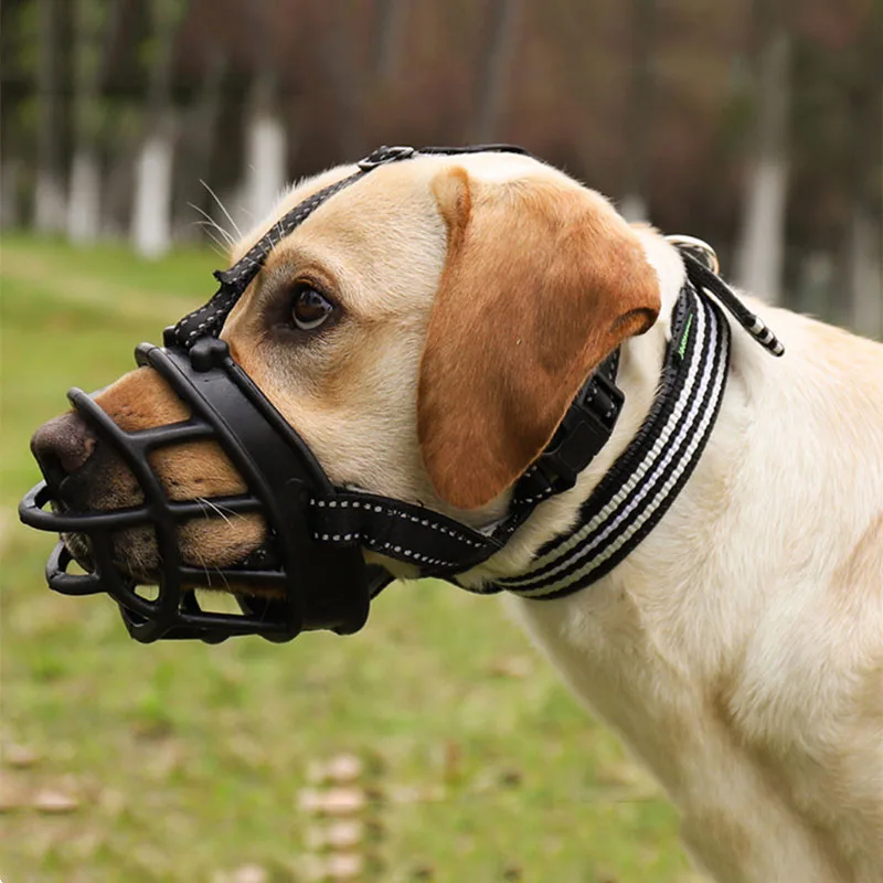 Reflective Dog Muzzle Mask Anti-biting Silicone pet Mouth Muzzles Adjustable Anti Barking mouth cover Small Medium Large Dogs