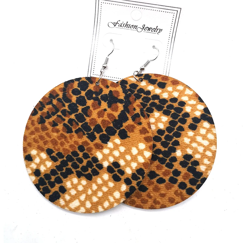 Free Shipping!Round African Pattern Wooden Earrings