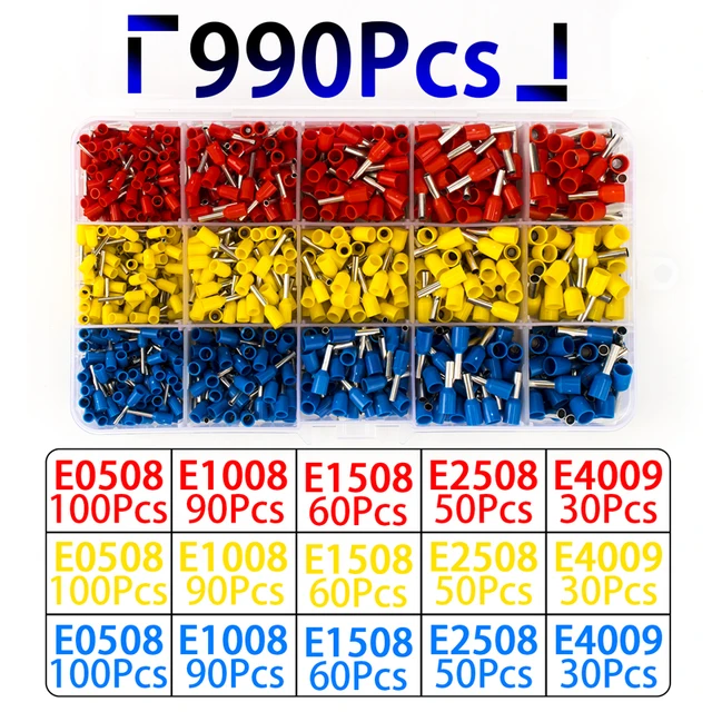 wire connect 400/415/750/900pcs-BOX Crimping tool Insulated connector Terminal Crimp Terminator cold pressed insulated terminal 990PCS
