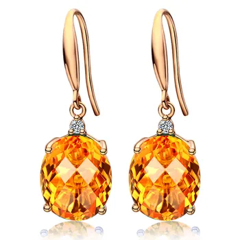 

CITRINE GEMSTONES ZIRCON DIAMONDS DANGLE DROP EARRINGS FOR WOMEN18K GOLD COLOR PENDIENTES CRYSTAL JEWELRY FASHION BIJOUX GIFT