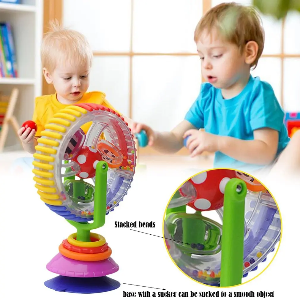 Baby Toys 0-12 Months Wonder Wheel Rattles Rotating Ferris Wheel With Suction Cup Inspire Sense Education Toy Baby Stroller Toys